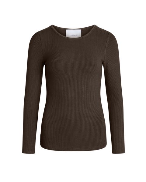 Lisa langermet t-shirt, m&oslash;rk brun