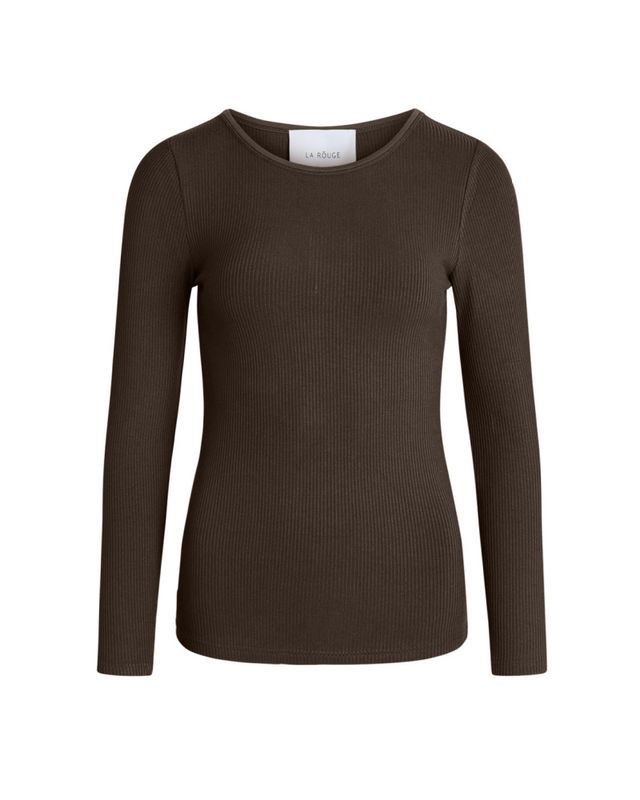 Lisa langermet t-shirt, mørk brun