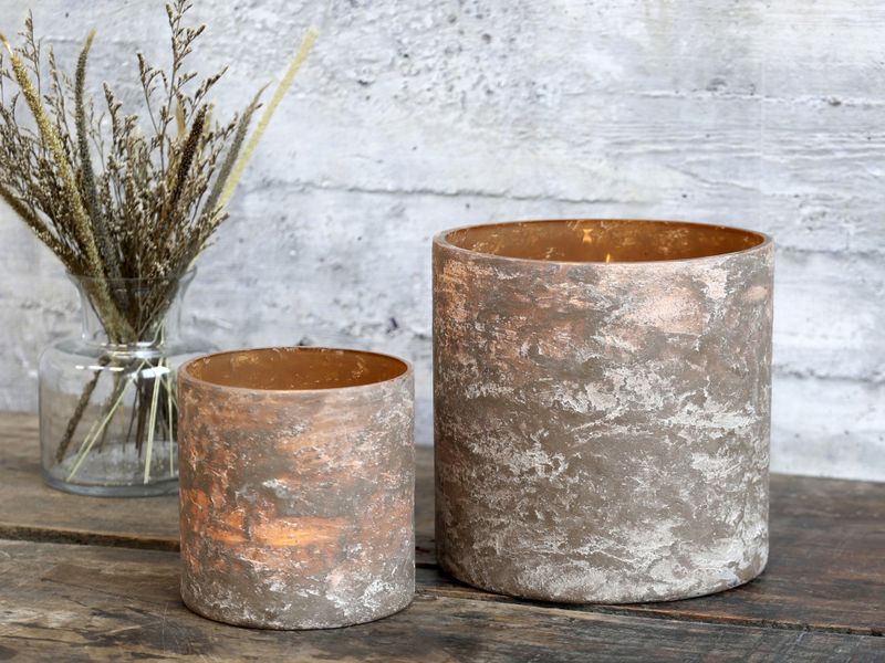 Lyslykt i mocca-farget glass, H15/&Oslash;15 cm