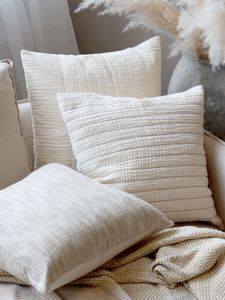 Hovedbilde Putetrekk med striper 45x45 cm cream