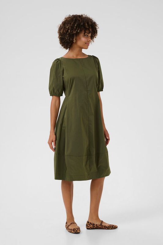 CUAntoinett SS O-Neck Dress – Burnt Olive