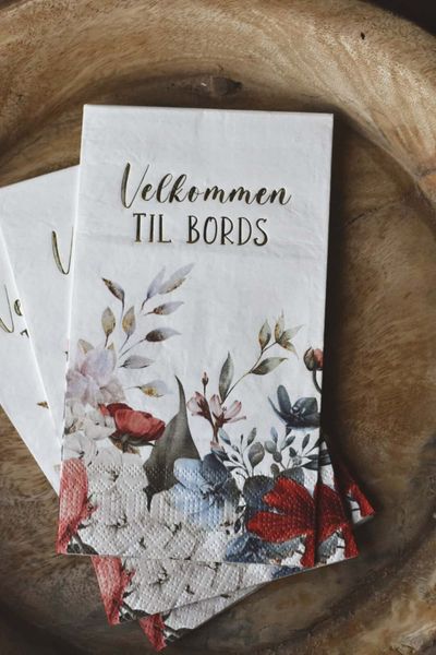 Serviett buffet R&oslash;d/bl&aring; blomster