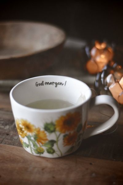 Krus 10 &times; 7,5 cm solsikke &laquo;God morgen&raquo;