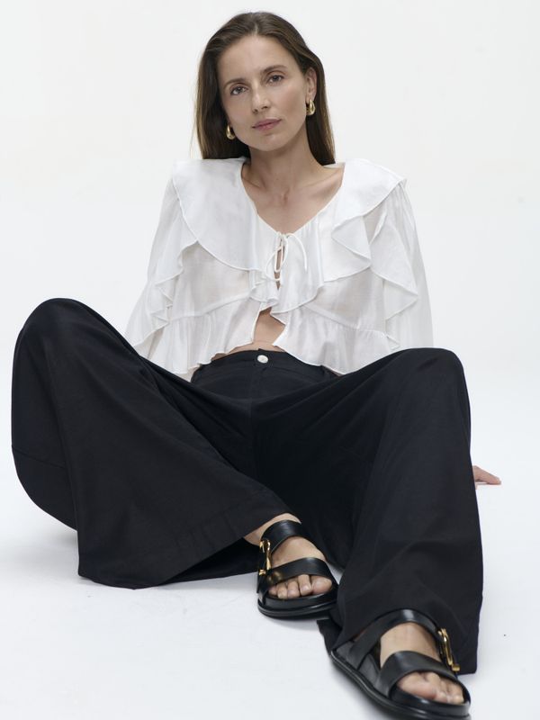 Takara linen mix pants black