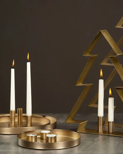 Kronelysholder med magnet antikk messing &Oslash;2x5cm 