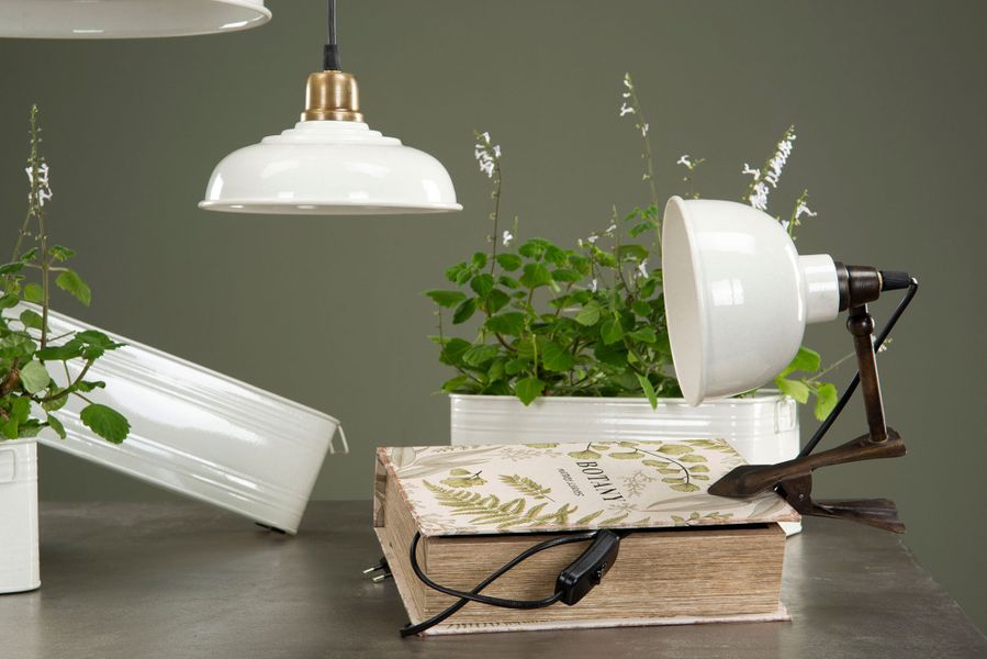 Lykt med klemme – hvit