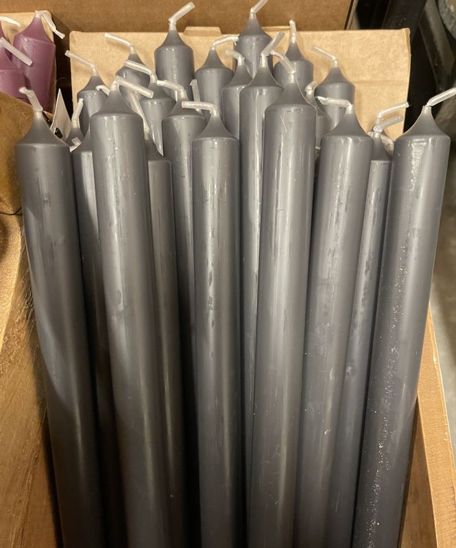 Kronelys 28 cm mørk grå