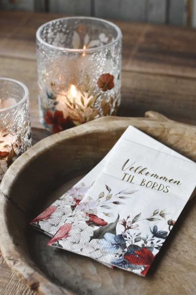 Serviett buffet R&oslash;d/bl&aring; blomster