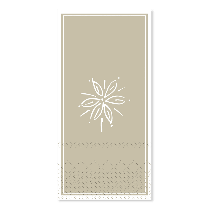 Serviett med blomst L20/B10 cm lys latte