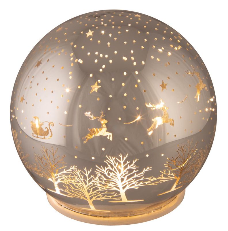 Glasskule med julemotiv LED, 12 cm