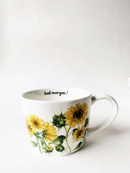 Krus 10 &times; 7,5 cm solsikke &laquo;God morgen&raquo;